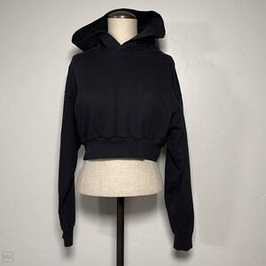Talentless Women's Cropped Sweater‎ Pullover Hoodie Athleisure Size M Black